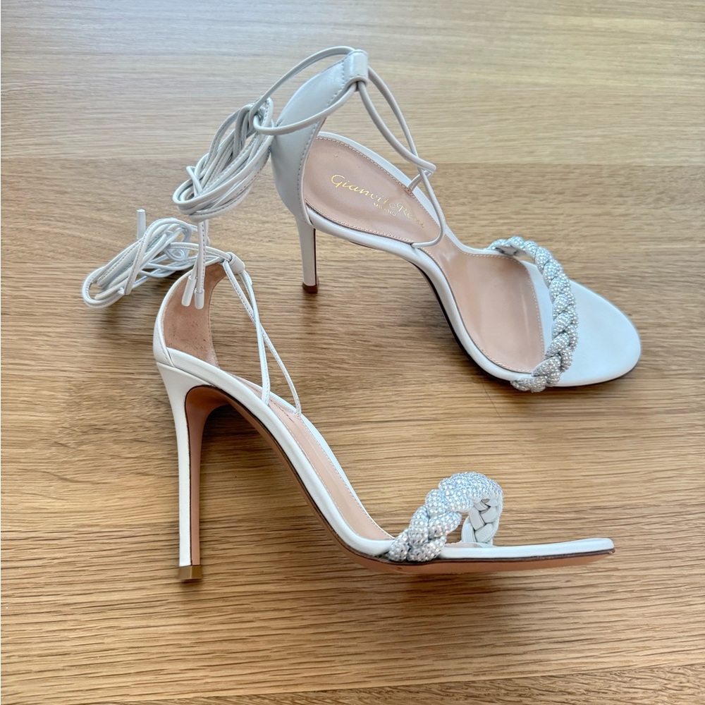 Gianvito Rossi Crystal Leomi Lace Up Heels